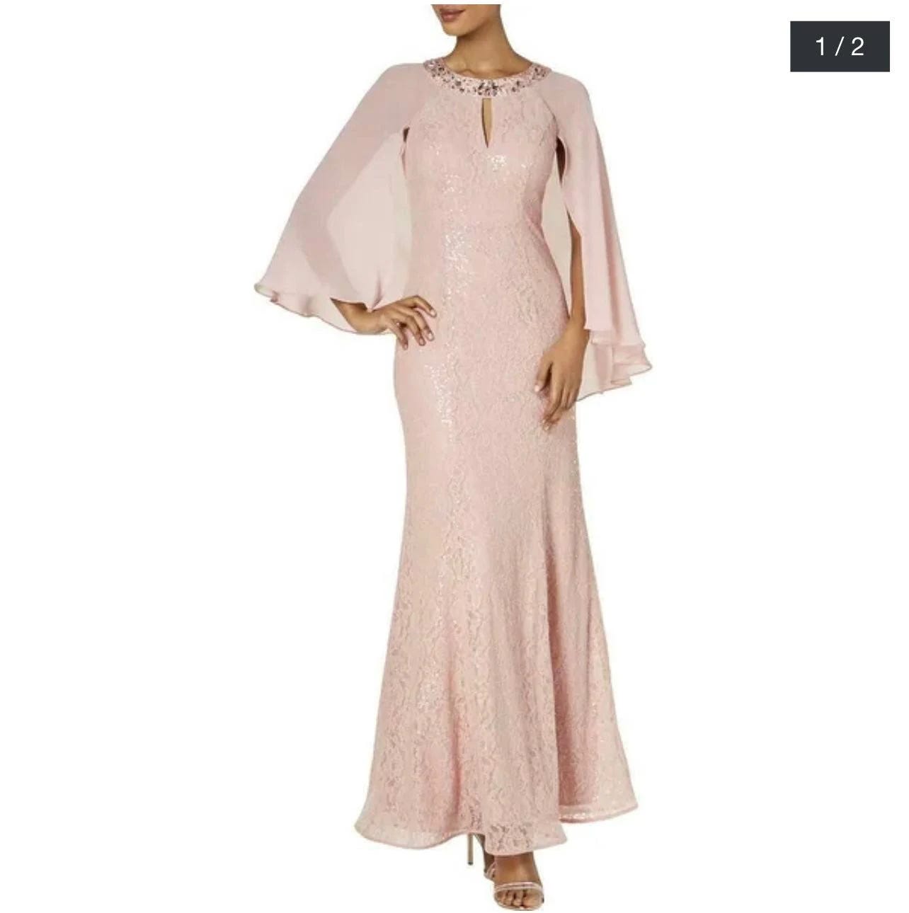 Pink Lace Embellished Formal Dress Gown for Women | Image