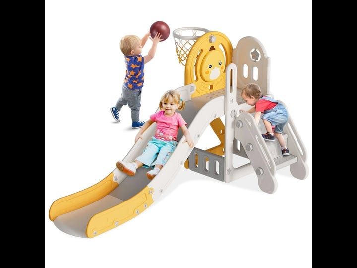 5-in-1-toddler-slide-kids-slide-with-climber-outdoor-indoor-slide-cute-duck-theme-playset-suteck-1
