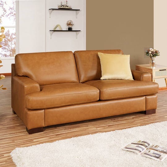 siggy-genuine-leather-square-arm-loveseat-sofa-with-sturdy-block-legs-luxurious-comfort-goose-feathe-1