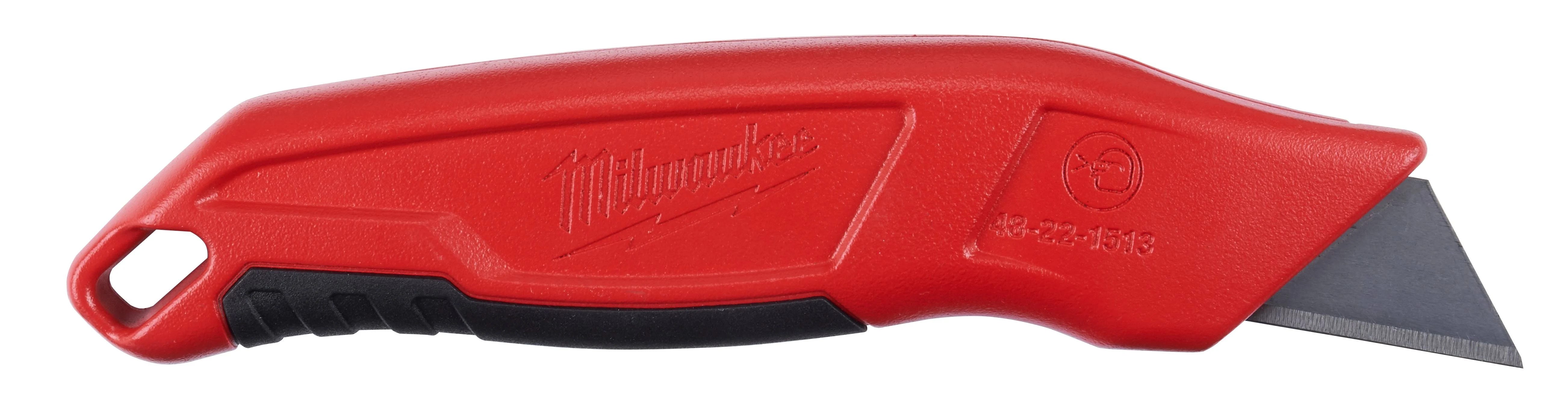 Milwaukee Fixed Blade Utility Knife with Overmold Grip and 5 Extra Blades | Image