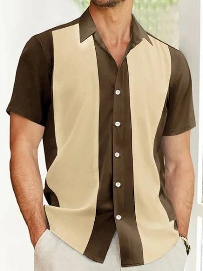 mens-vintage-bowling-shirt-short-sleeve-button-down-summer-cuba-beach-guayabera-shirts-khaki-l-1