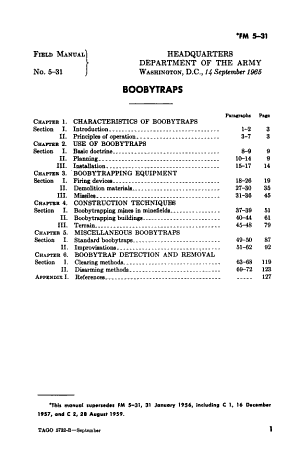 PDF Boobytraps Field Manual 5-31 By U.S. Department of the Army