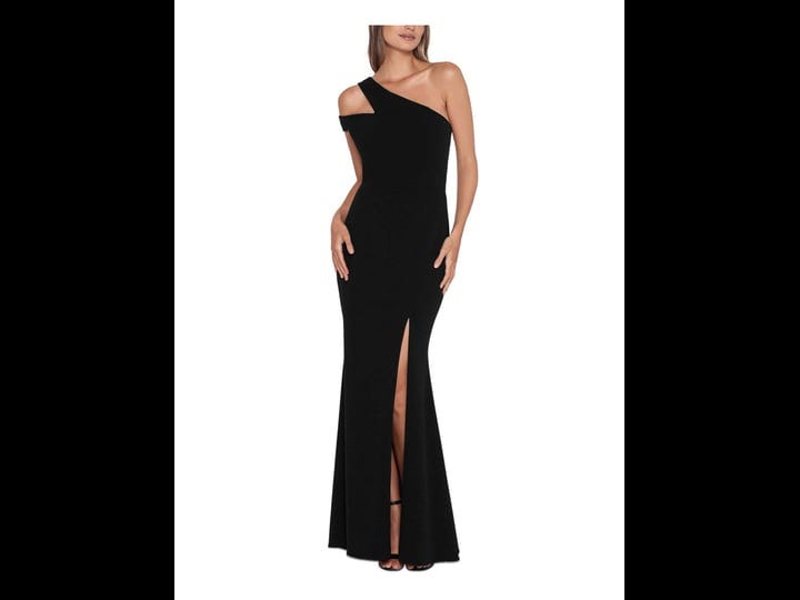 xscape-petite-asymmetrical-leg-slit-gown-black-size-6p-1