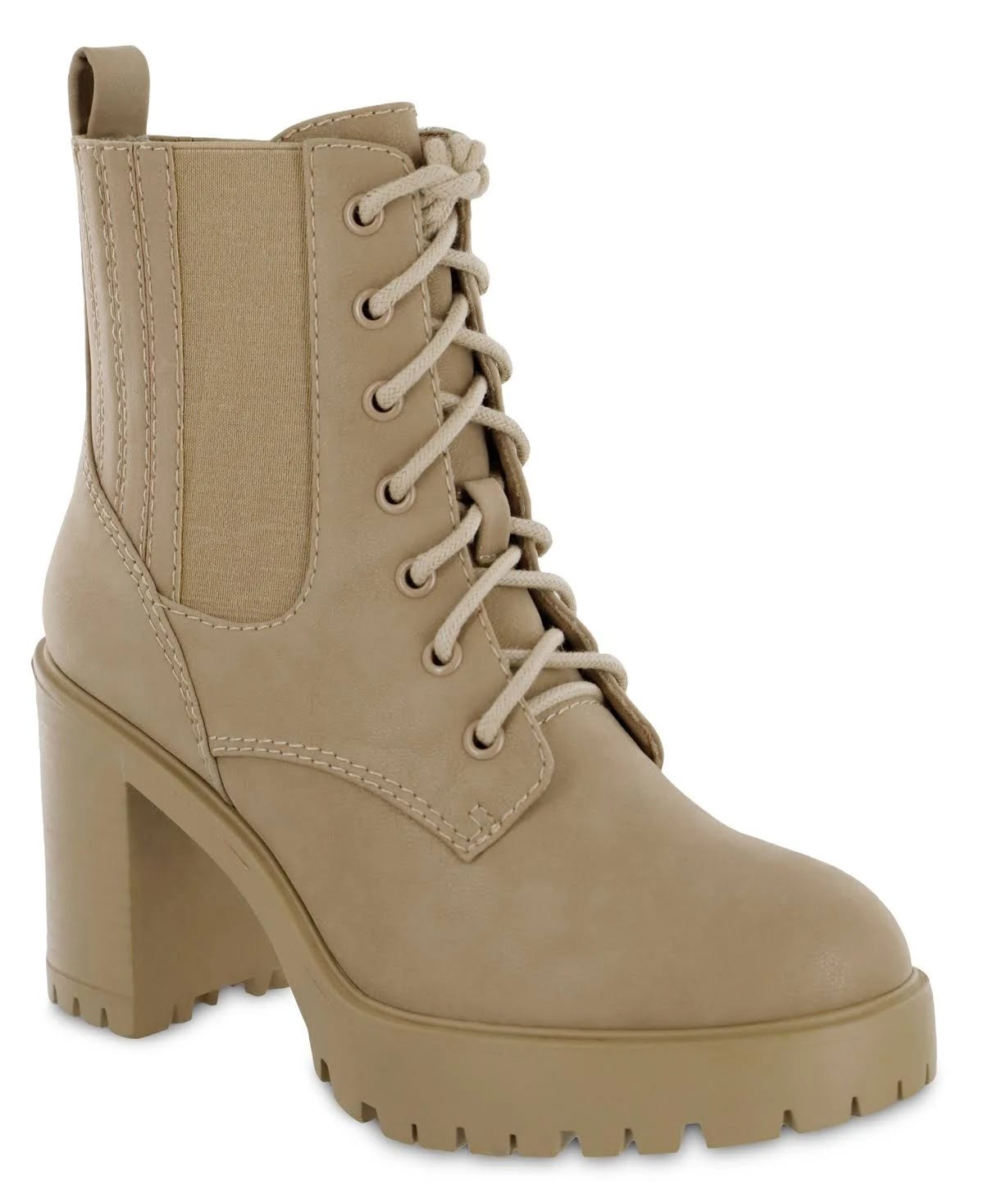 Stylish Faux-Leather Lace-Up Bootie for Women in Stone | Image