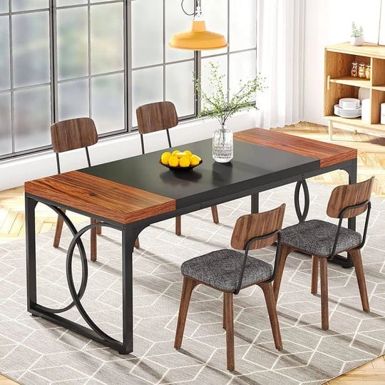 63-inches-rectangular-dining-table-for-4-people-family-walnut-black-1
