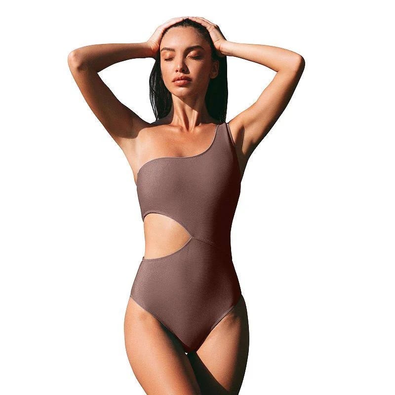 One Piece Cut Out Swimsuit with One Shoulder Design | Image