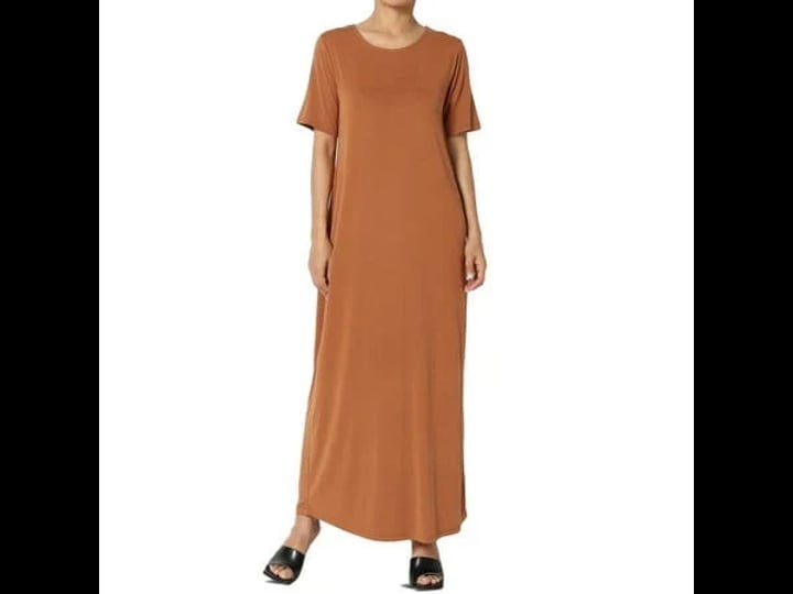 themogan-womens-plus-short-sleeve-modal-jersey-round-neck-maxi-t-shirt-dress-size-1xl-beige-1