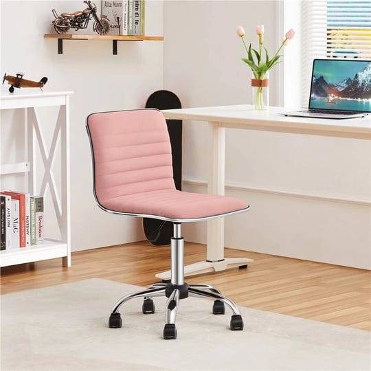 yaheetech-velvet-low-back-armless-desk-chair-office-chair-with-wheels-19-l-19-w-31-37-h-apricot-pink-1