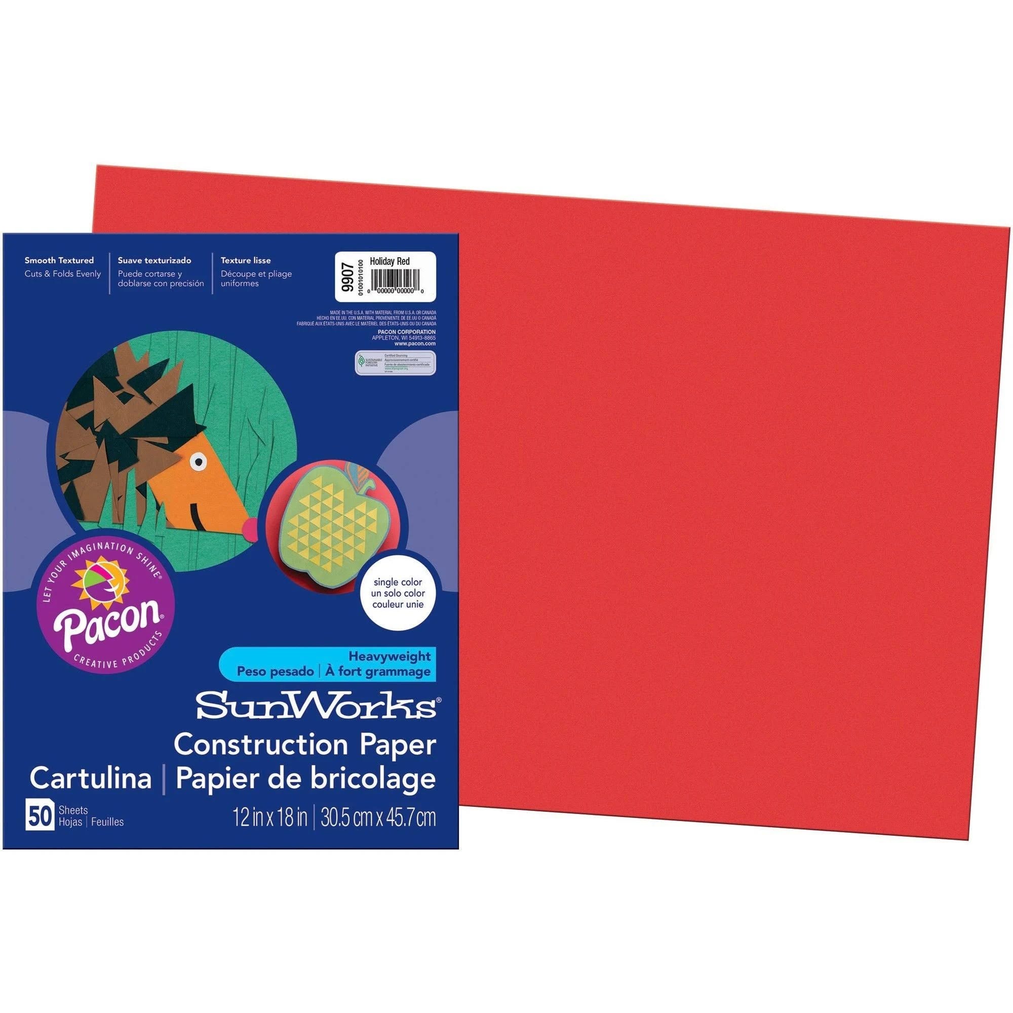Bright Red Construction Paper for All Crafts and Projects - 12