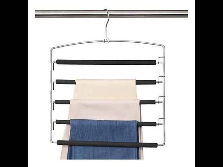 meetu-pants-hangers-5-layers-stainless-steel-non-slip-foam-padded-swing-arm-space-saving-clothes-sla-1
