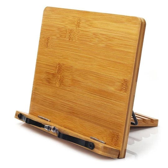 wishacc-bamboo-book-stand-adjustable-book-holder-tray-and-page-paper-clips-cookbook-reading-desk-por-1