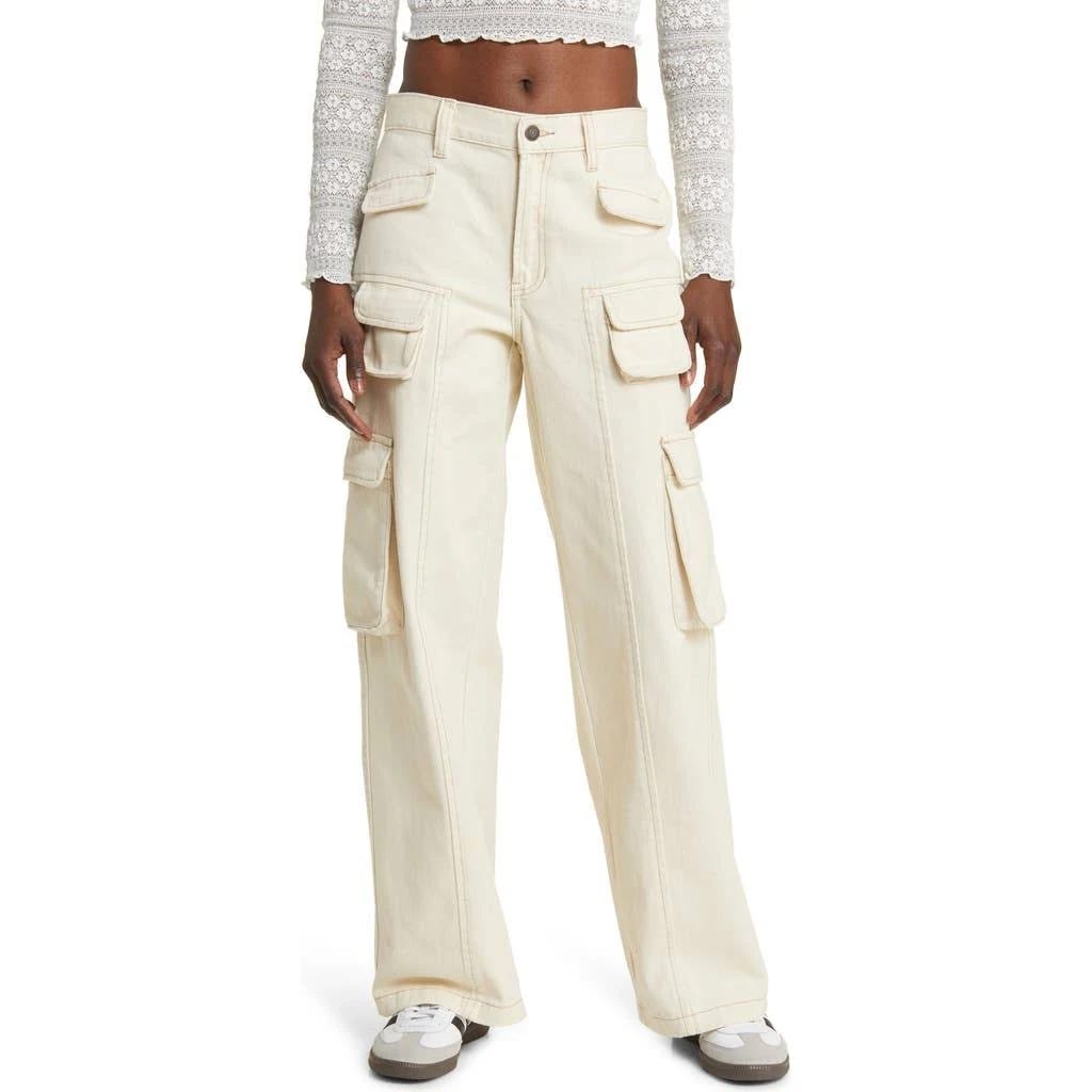 Comfortable Vanilla Mid Rise Cargo Pants for Women | Image