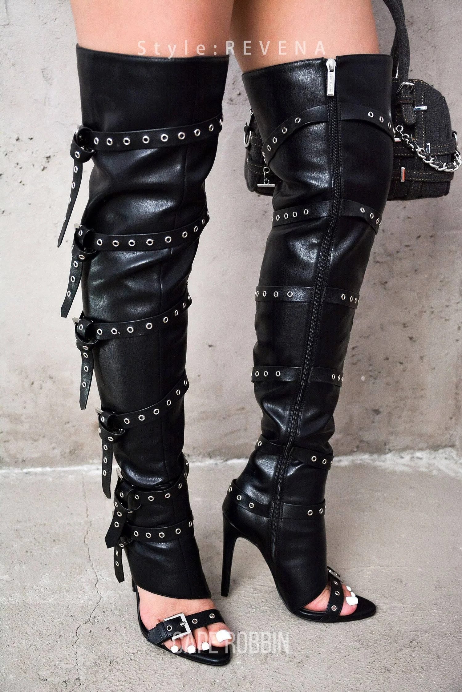 Open Toe Thigh-High Boots: Cape Robbin's Revena Style | Image