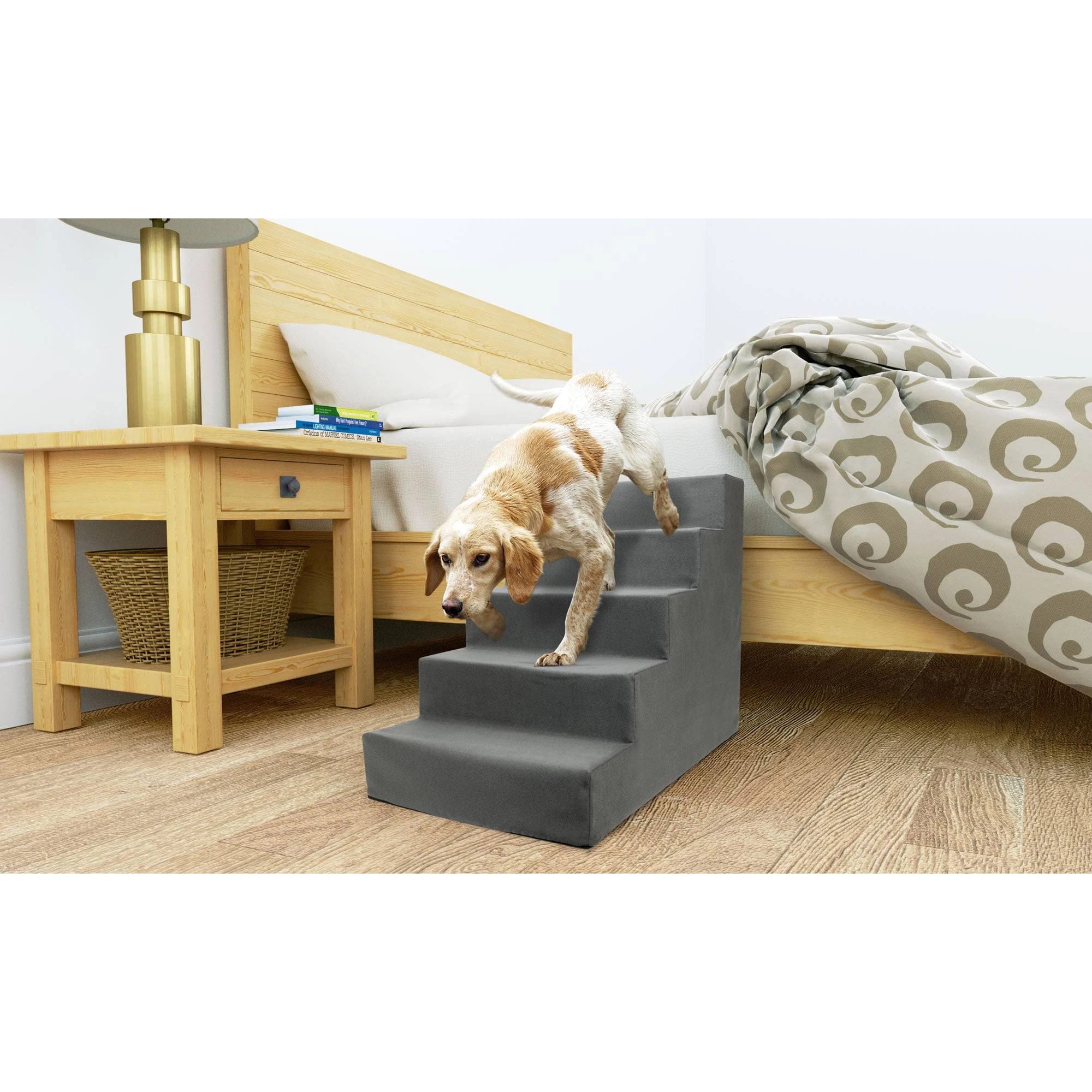 Precious Tails 5-Step Pet Stairs with Removable Soft Fleece | Image