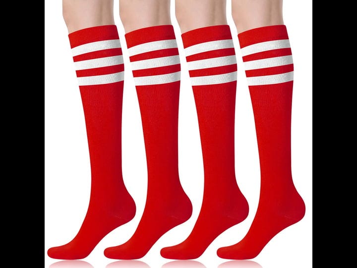 fitrell-4-pack-womens-knee-high-socks-outdoor-sport-athletic-socks-casual-stripe-tube-socks-1