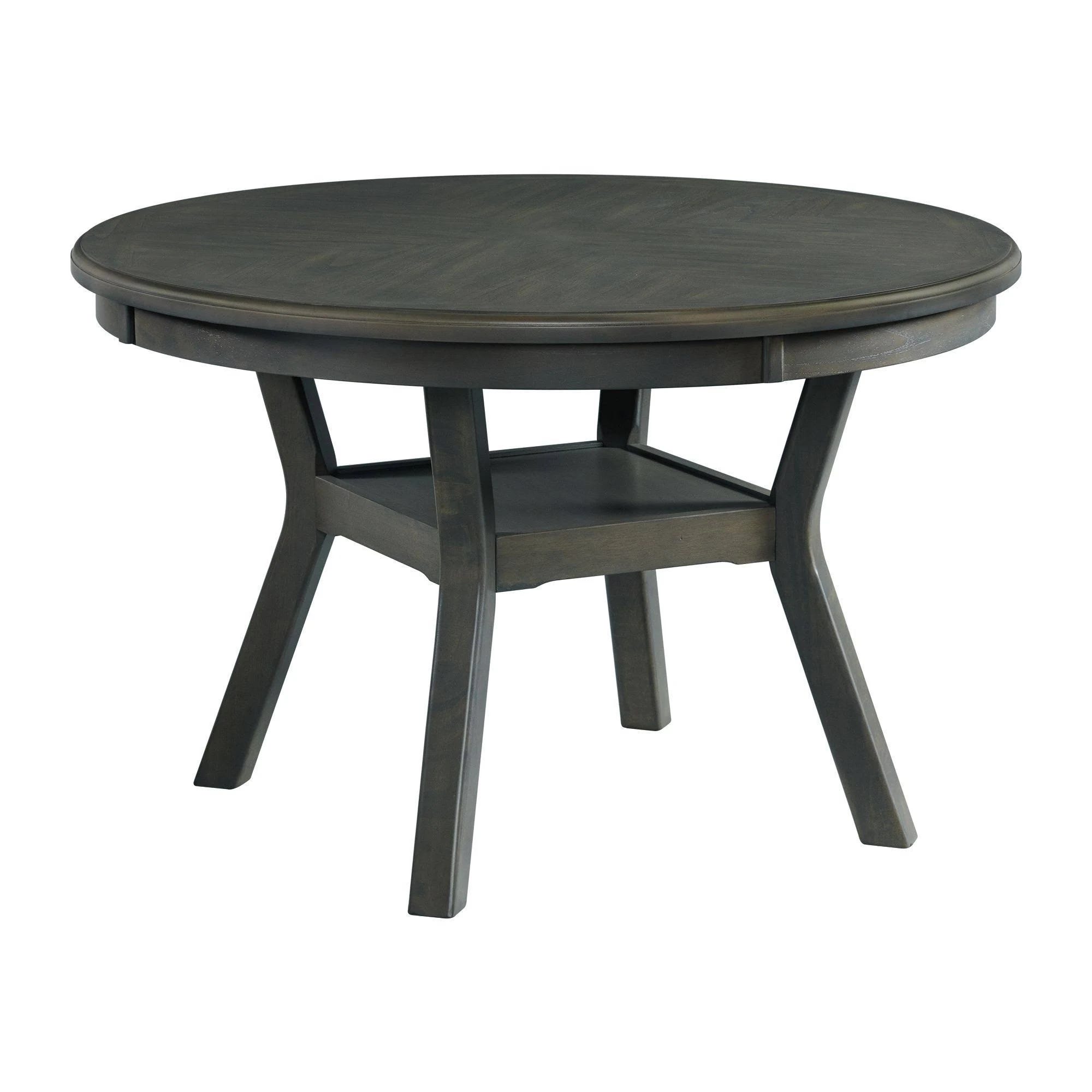 Amherst Grey Dining Table - Round, Transitional Style, Gray Wood | Image