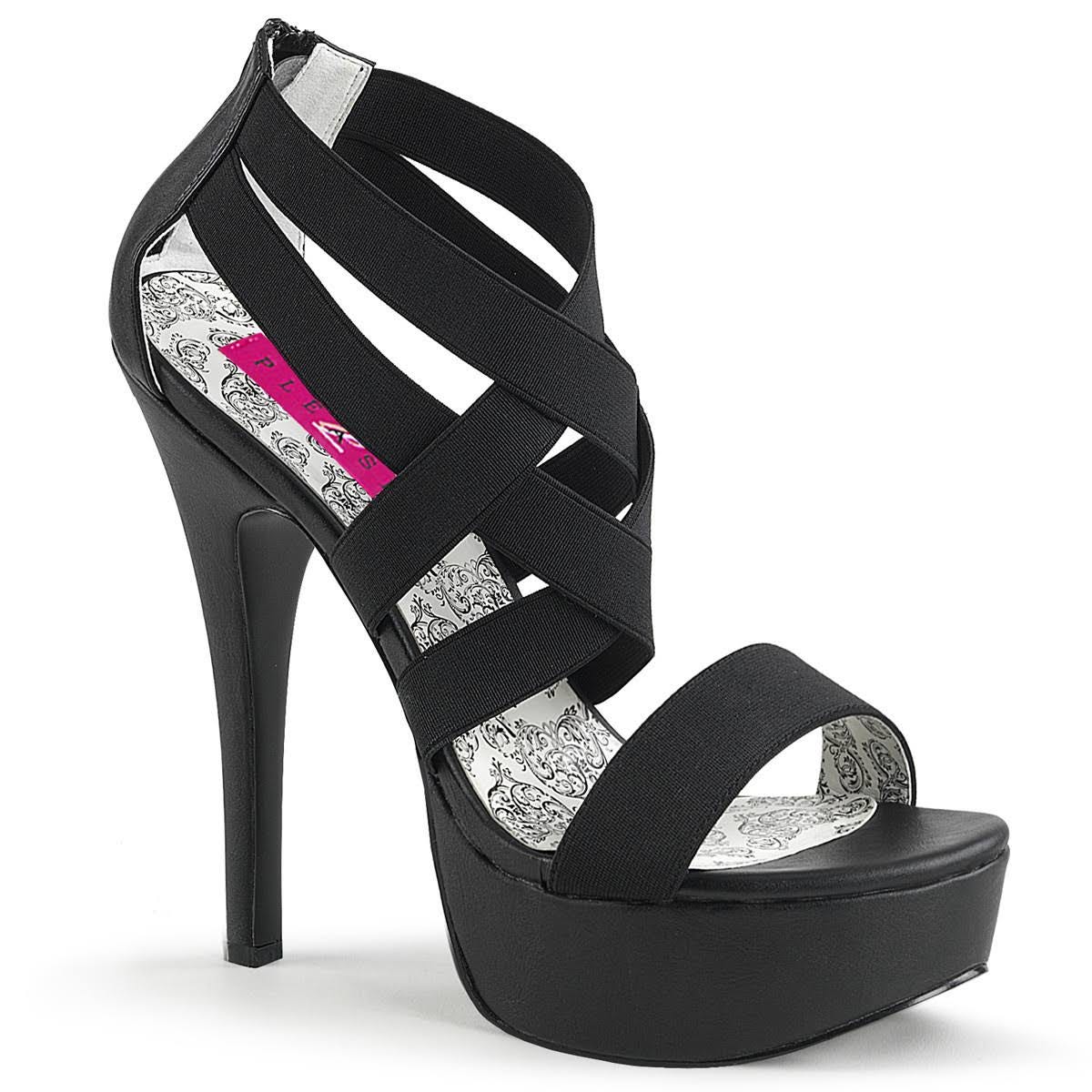 Trendy Elastic Platform Heels for Fashionable Comfort - Black Size 15 | Image
