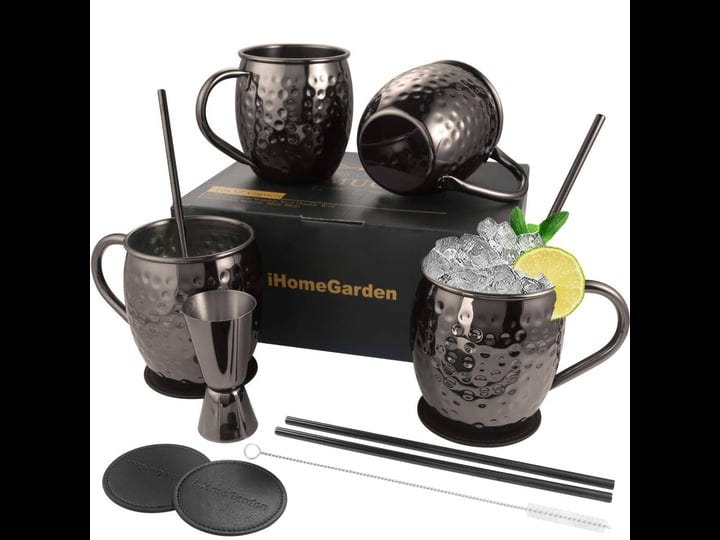 dunchaty-moscow-mule-mugs-set-of-4-gift-set-black-mule-mugs-pure-solid-hammered-stainless-steel-mule-1