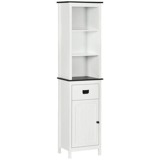 kleankin-tall-bathroom-storage-cabinet-floor-standing-linen-cabinet-with-drawer-and-adjustable-shelf-1