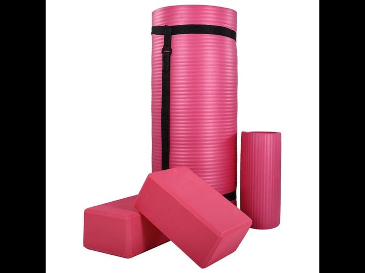 balancefrom-fitness-71x24-anti-tear-yoga-mat-w-strap-knee-pad-blocks-pink-1