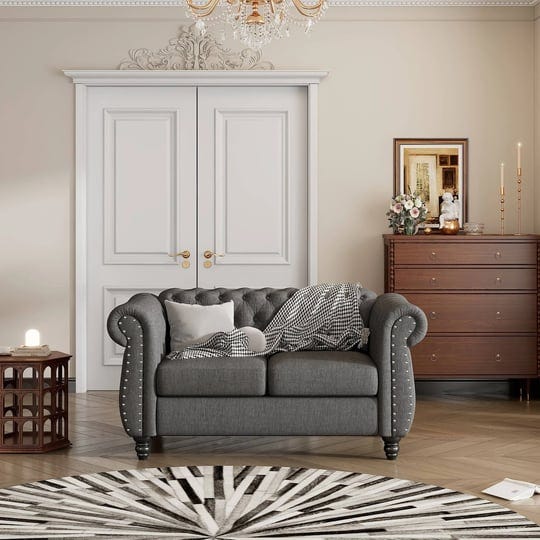 plush-60-upholstered-loveseat-sofa-with-button-tufted-backrest-gray-1