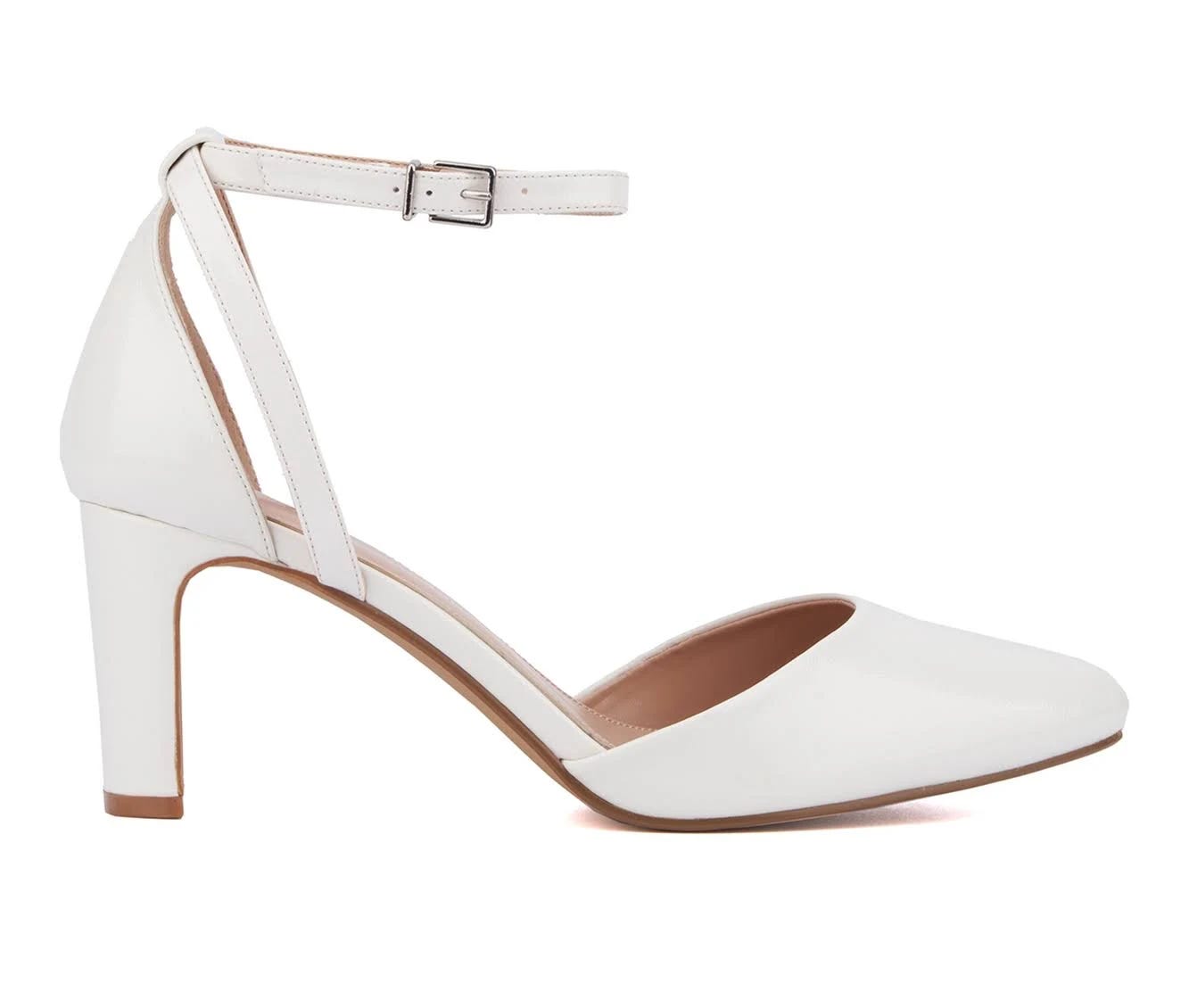 Elegant White Wide-Fit Pumps for Women | Image