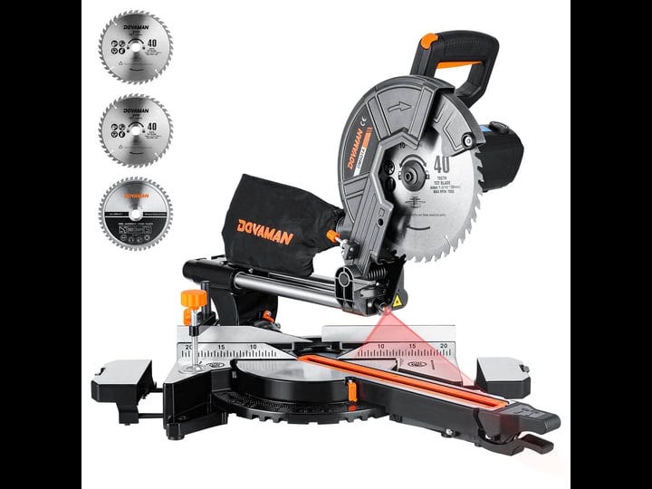 dovaman-miter-saw-10-inch-sliding-miter-saw-double-speed-3200-5000rpm-3-blades-0-45-bevel-cut-w-lase-1