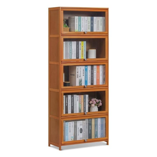 monibloom-5-tier-book-cabinet-with-acrylic-doors-bamboo-display-shelf-organizer-stand-for-childrens--1