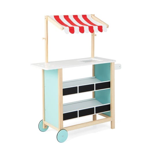 costway-kids-wooden-ice-cream-cart-with-chalkboard-and-storage-1