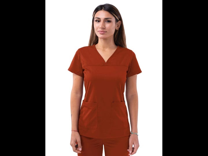 adar-pro-scrubs-for-women-sweetheart-v-neck-scrub-top-p4210-red-ochre-xs-womens-1