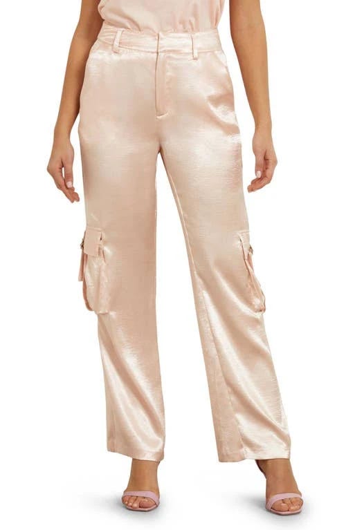 Satin cargo pants with relaxed fit and zip closure | Image