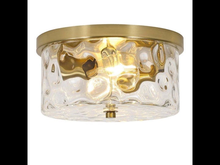 12-in-2-light-brass-gold-flush-mount-ceiling-light-with-water-rippled-1