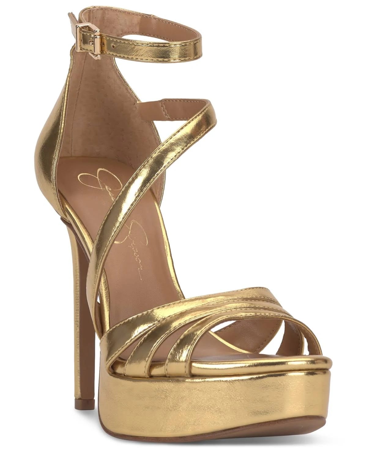 Jessica Simpson Shyremin Platform Sandal: High-Fashion Gold Metallic Strappy Heels | Image