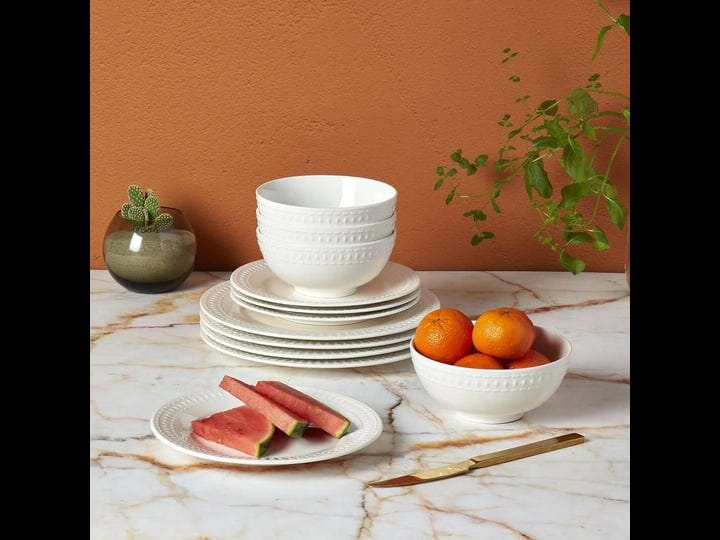 tabletops-gallery-embossed-white-porcelain-round-dinnerware-bloom-12-piece-dinnerware-set-1