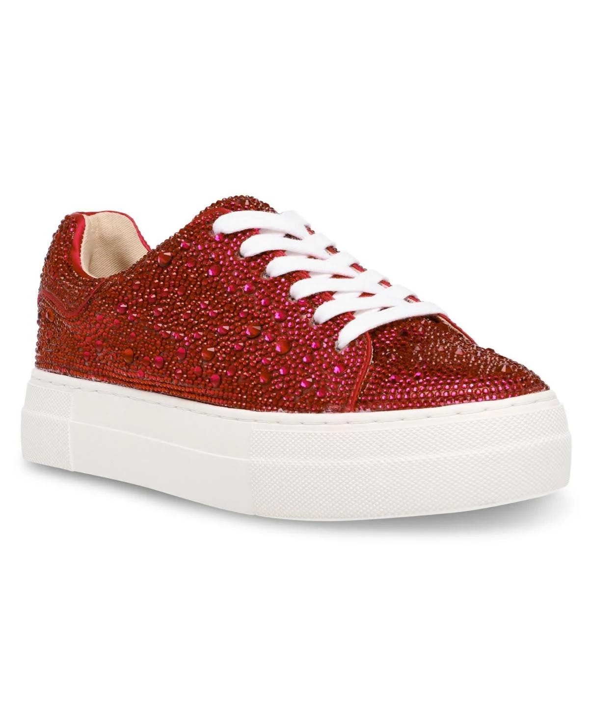 Rhinestone-Embellished Red Sneakers by Betsey Johnson | Image