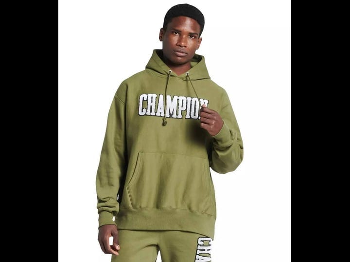 champion-mens-reverse-weave-logo-hoodie-cargo-olive-size-l-1