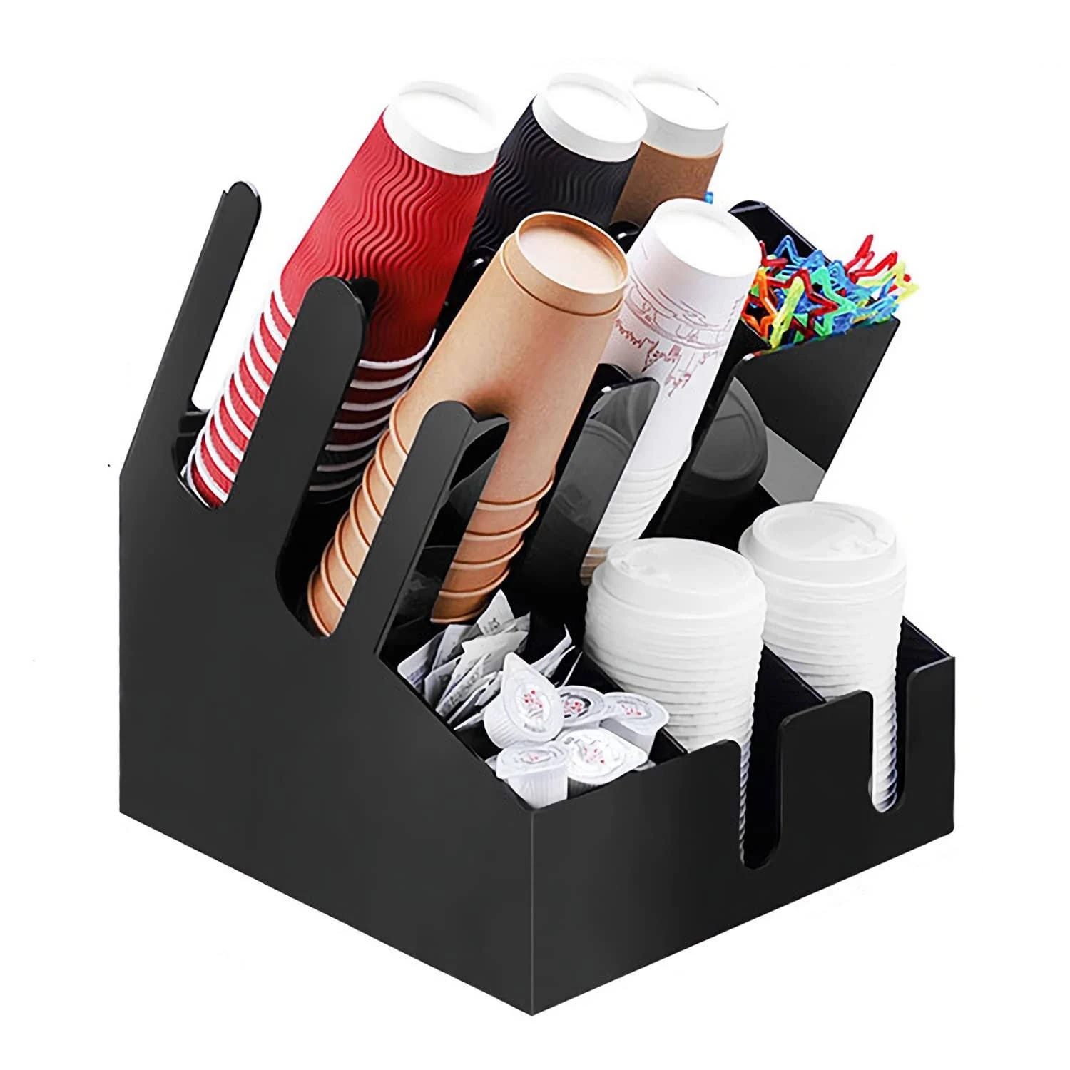 Acrylic Commercial Cup and Lid Holder with 10 Compartments | Image