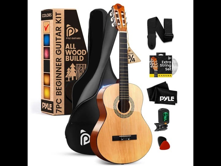 pyle-beginner-acoustic-guitar-kit-3-4-junior-size-all-wood-instrument-for-kids-adults-36-natural-woo-1