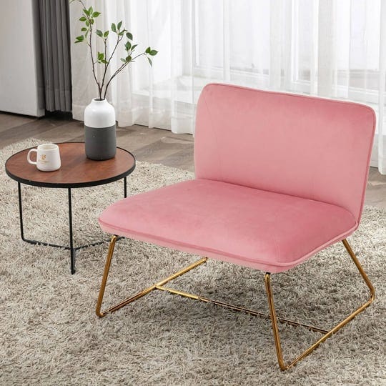 armless-accent-chair-mid-century-modern-chair-for-bedroom-guest-room-1-pc-gold-frame-pink-fabric-1