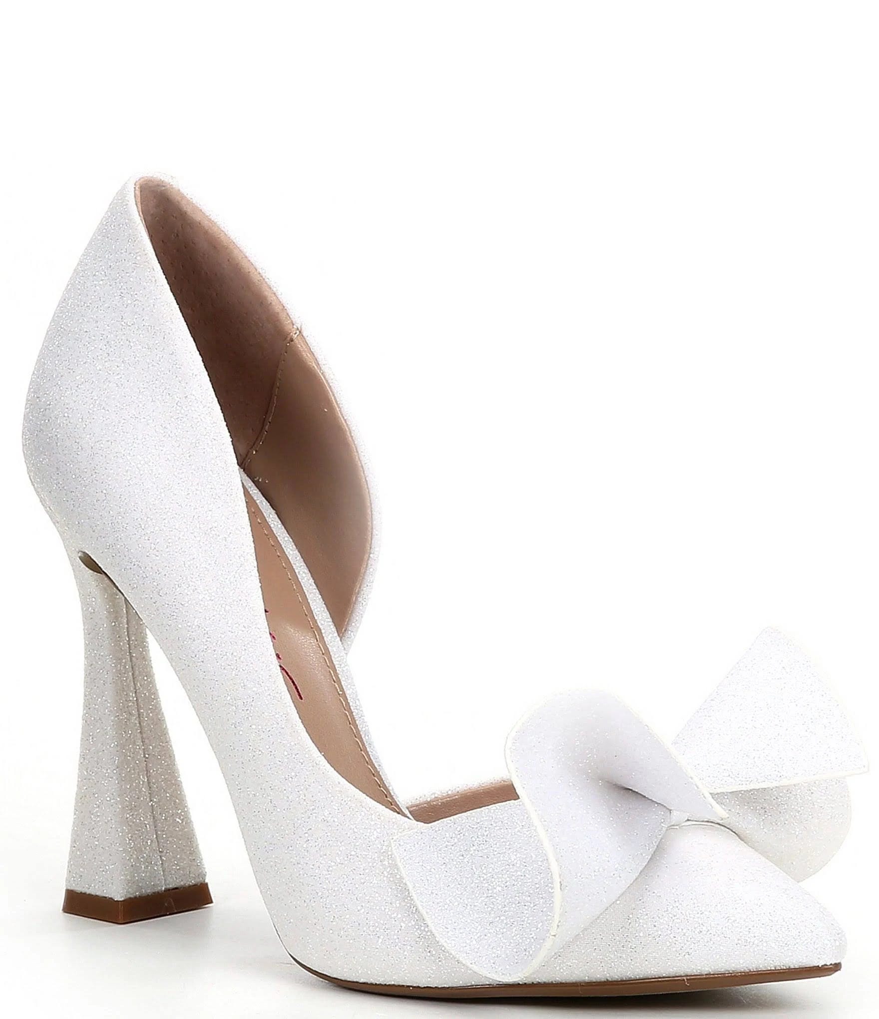 Betsey Johnson Nobble Bow Glitter Pumps - Heels with Bow Detail on Back | Image