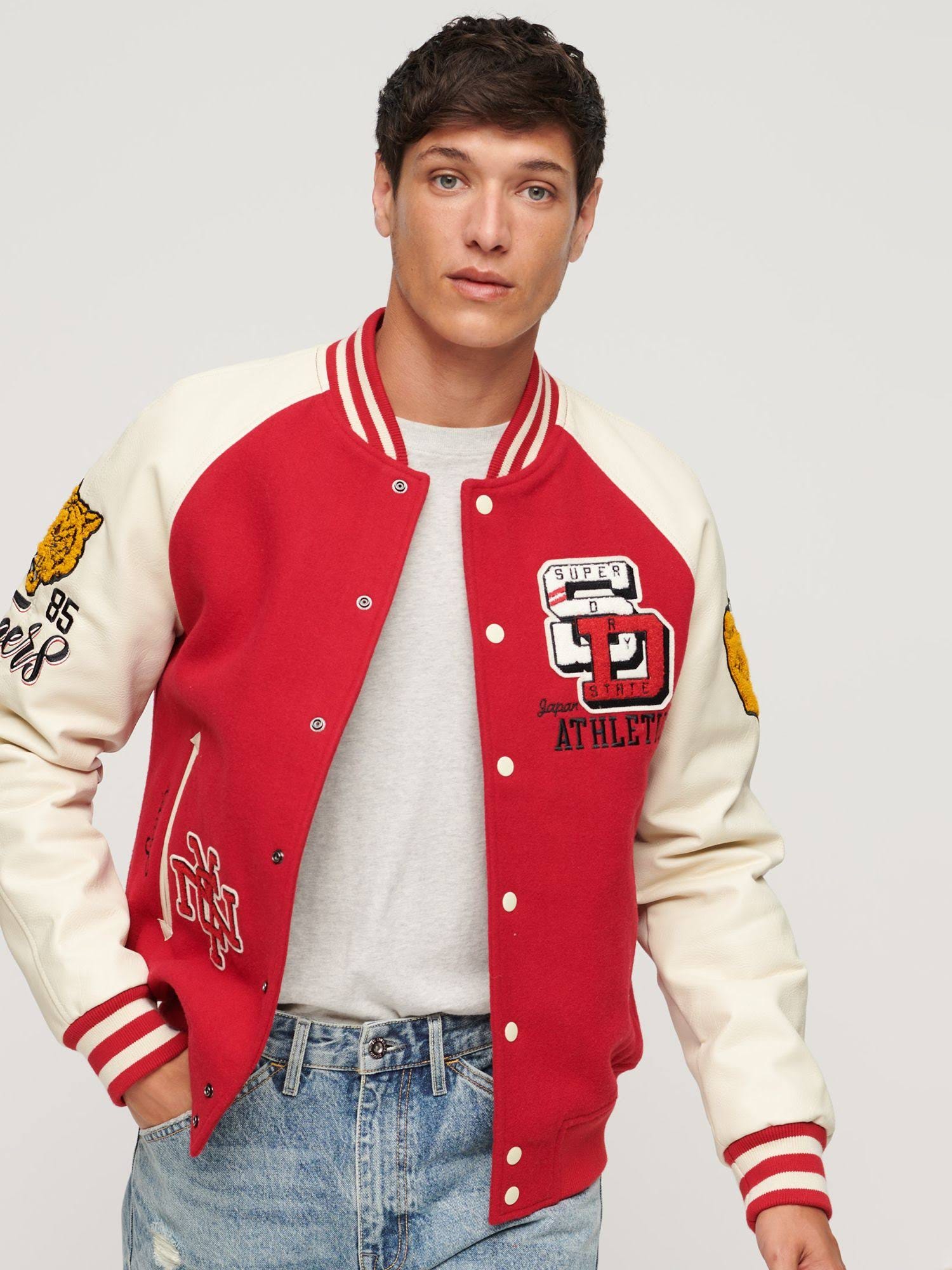 Vintage Varsity Red Jacket for Classic Style | Image