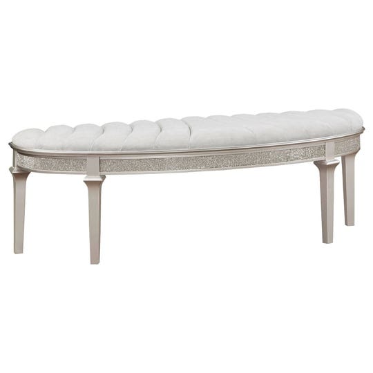 coaster-evangeline-upholstered-demilune-bench-ivory-silver-oak-1