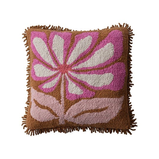 creative-co-op-pink-cotton-punch-hook-pillow-with-flower-and-fringe-brown-natural-square-1