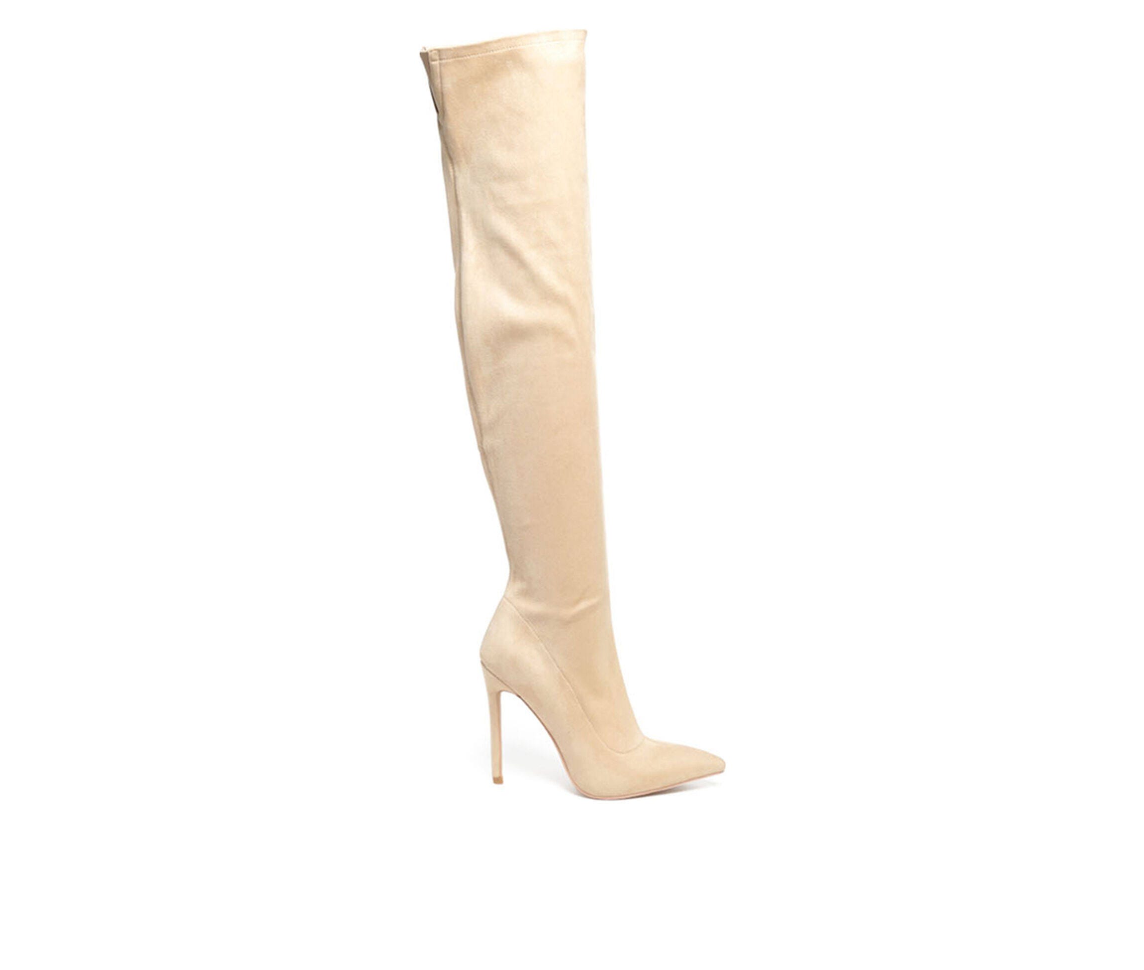 Stiletto Over the Knee Boots - Faux Suede & Rubber | Image