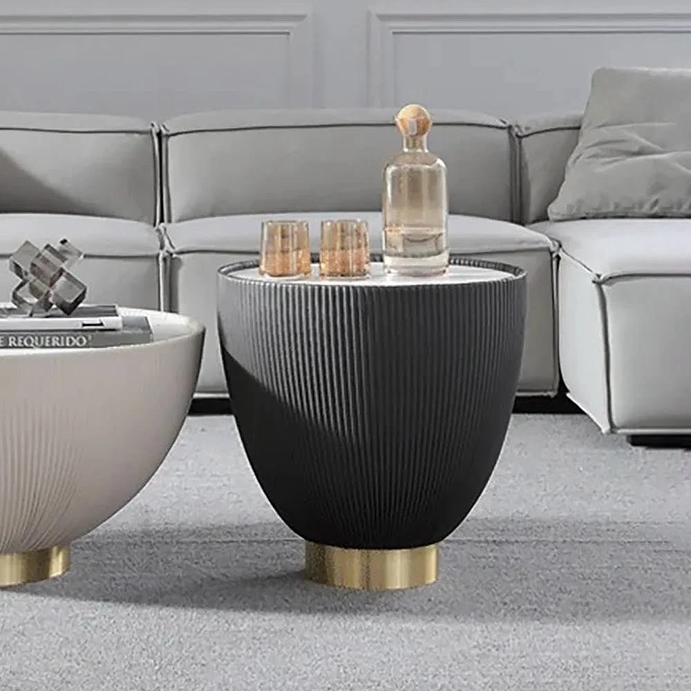 Sleek and Stylish Drum-Shaped Coffee Table in Gray | Image