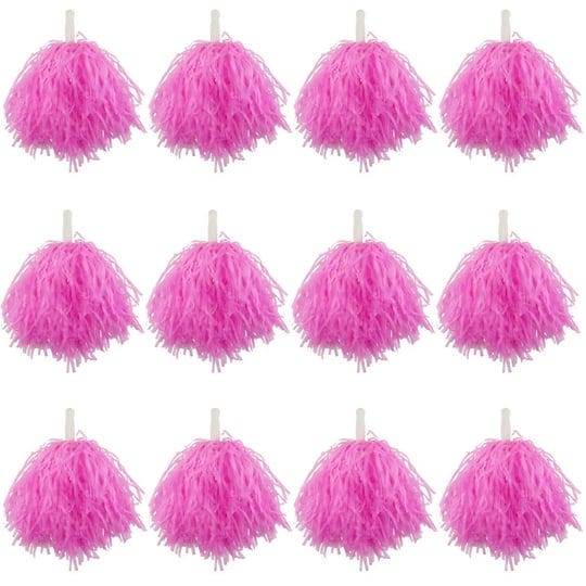 hslife-12-pack-pink-plastic-cheerleading-pom-poms-sports-dance-cheer-plastic-pom-pom-for-rooterschee-1