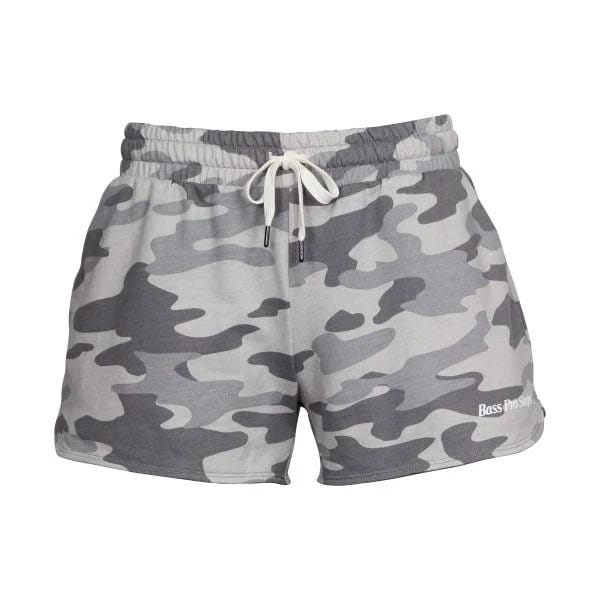 Comfortable Womens Gray Camo Terry Shorts | Image