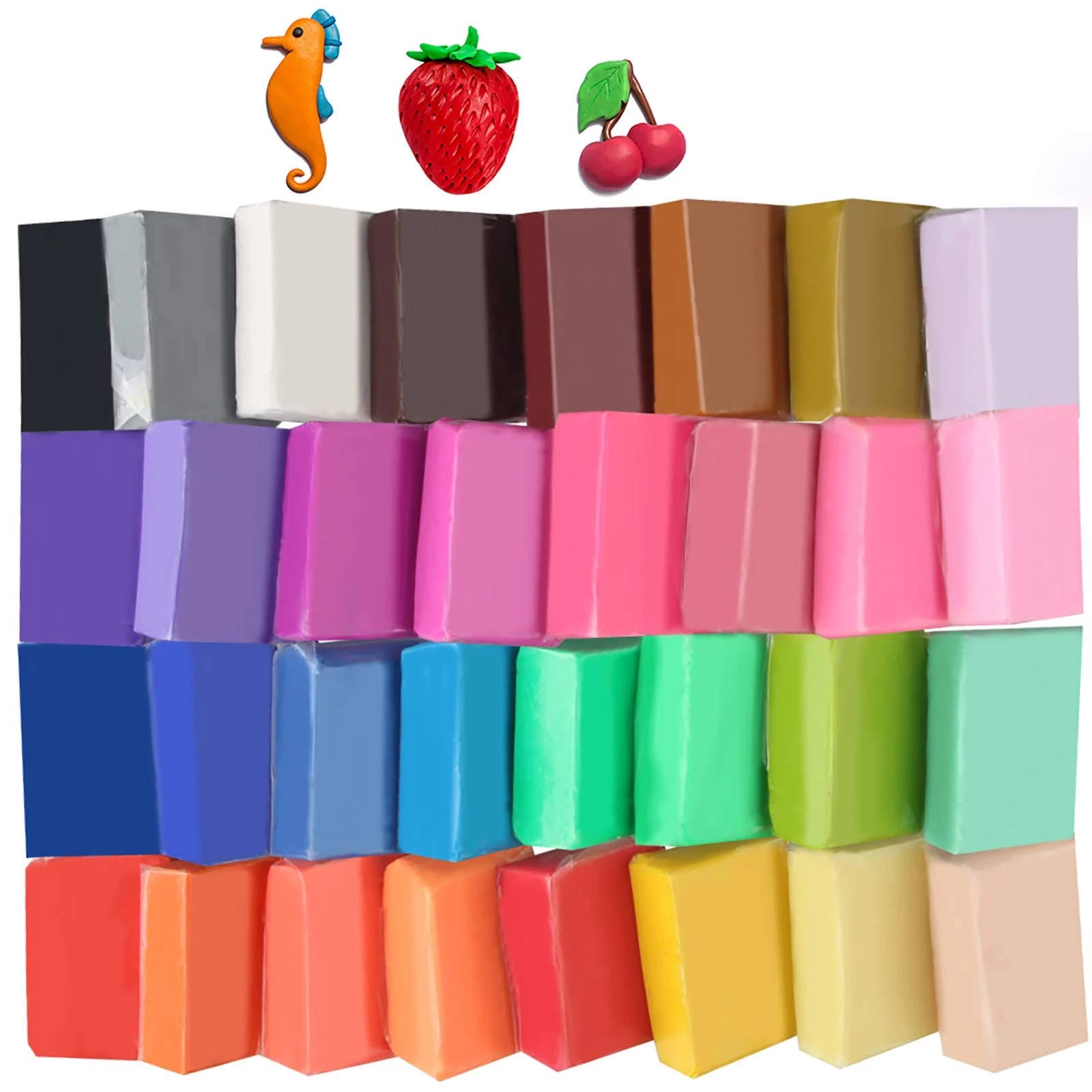 32-Color Soft Oven Bake Clay Set by Tomorotec for DIY Baking Arts and Crafts | Image