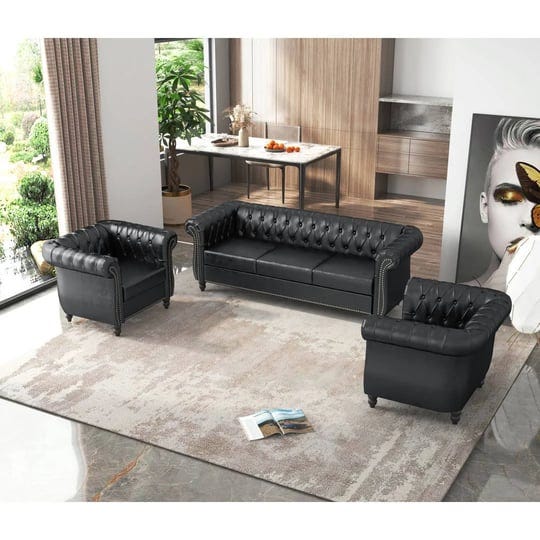 3-piece-vegan-leather-living-room-set-kinghose-upholstery-color-black-1