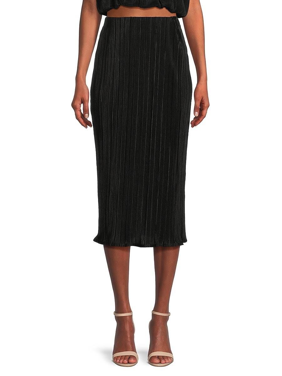 Versatile Black Fitted Plisse Skirt from Renee C. | Image